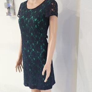Banana Republic Black and Green Sheath Mini Dress
